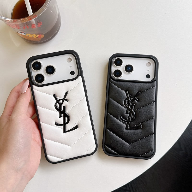 Saint Black & White Leather iPhone Case