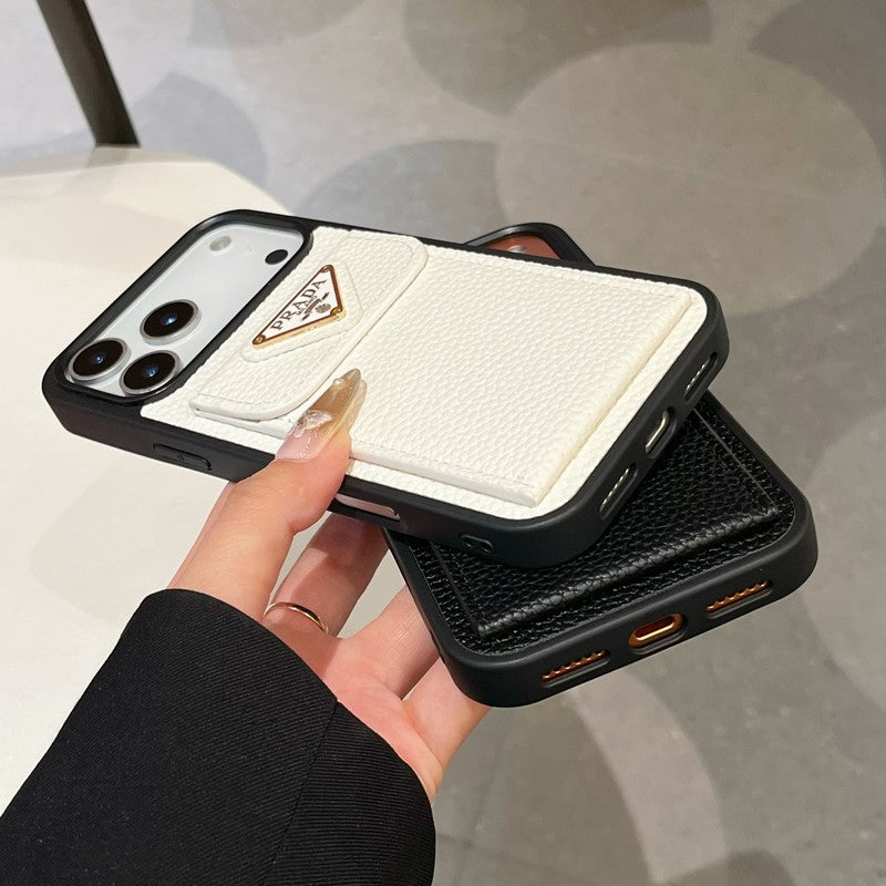 Pra Color Leather Card Bag iPhone Case