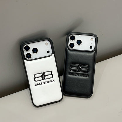 BB Black & White Leather iPhone Case
