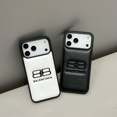BB Black & White Leather iPhone Case