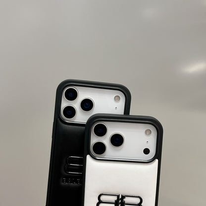 BB Black & White Leather iPhone Case