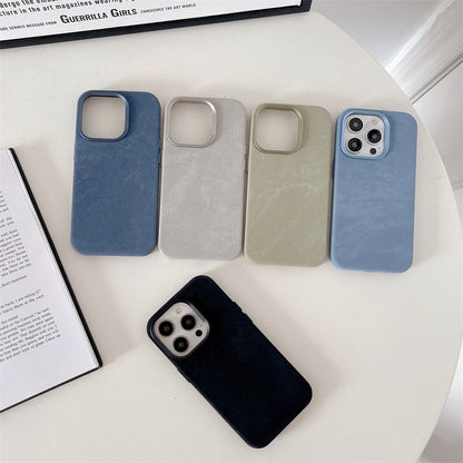 Magnetic Fiber Leather Color iPhone Case
