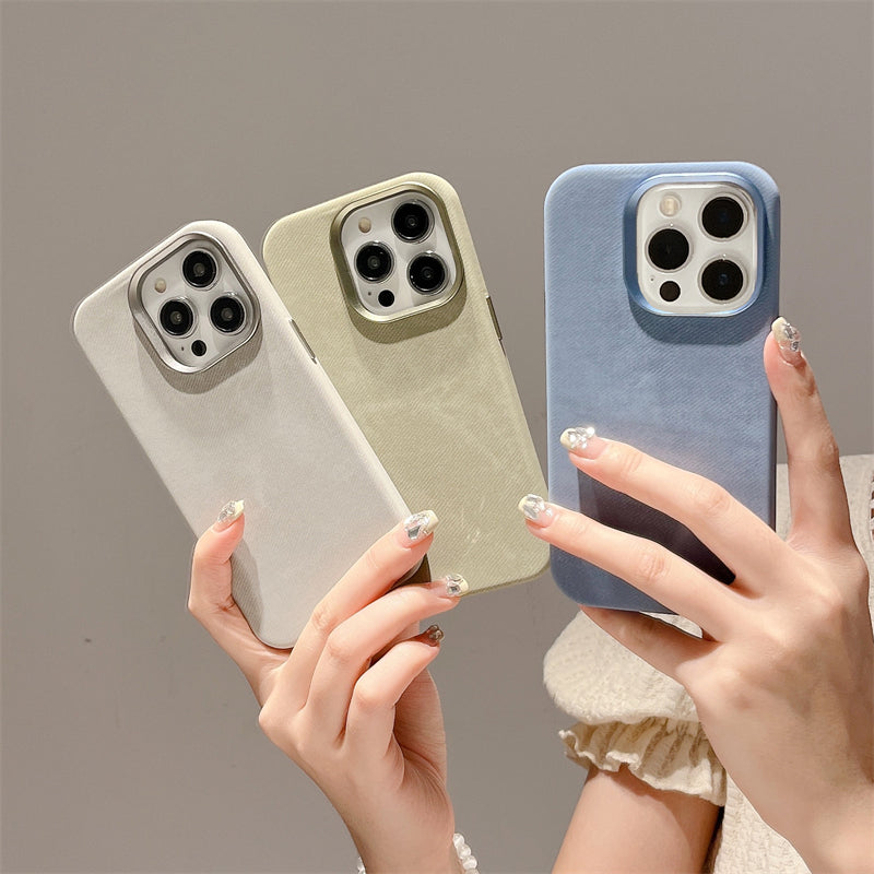 Magnetic Fiber Leather Color iPhone Case