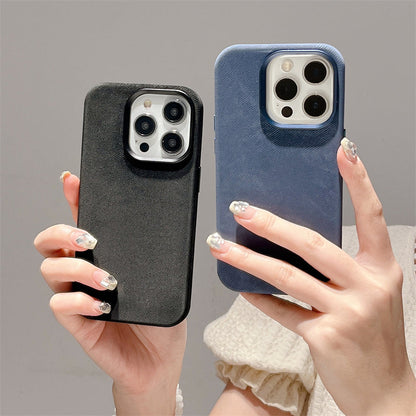 Magnetic Fiber Leather Color iPhone Case