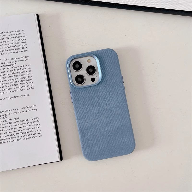 Magnetic Fiber Leather Color iPhone Case