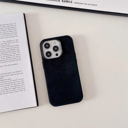 Magnetic Fiber Leather Color iPhone Case