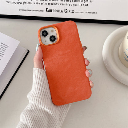 Magnetic Fiber Leather Color iPhone Case