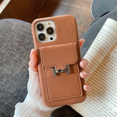 H Card Holder Leather iPhone 17 Case