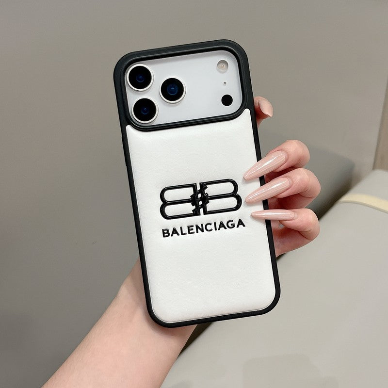 BB Black & White Leather iPhone Case
