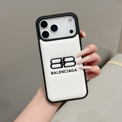 BB Black & White Leather iPhone Case
