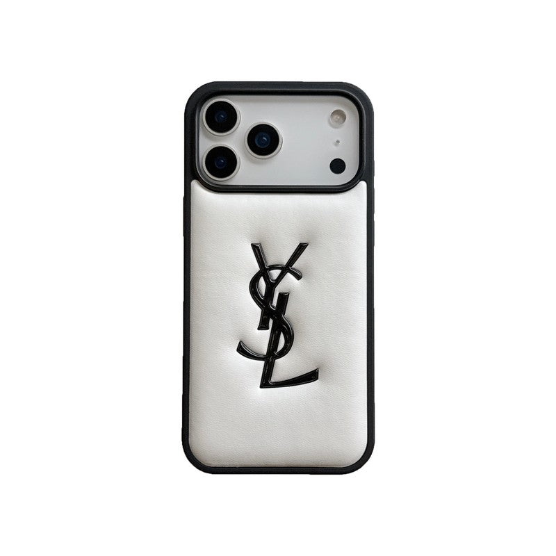 Saint Black & White Leather iPhone Case