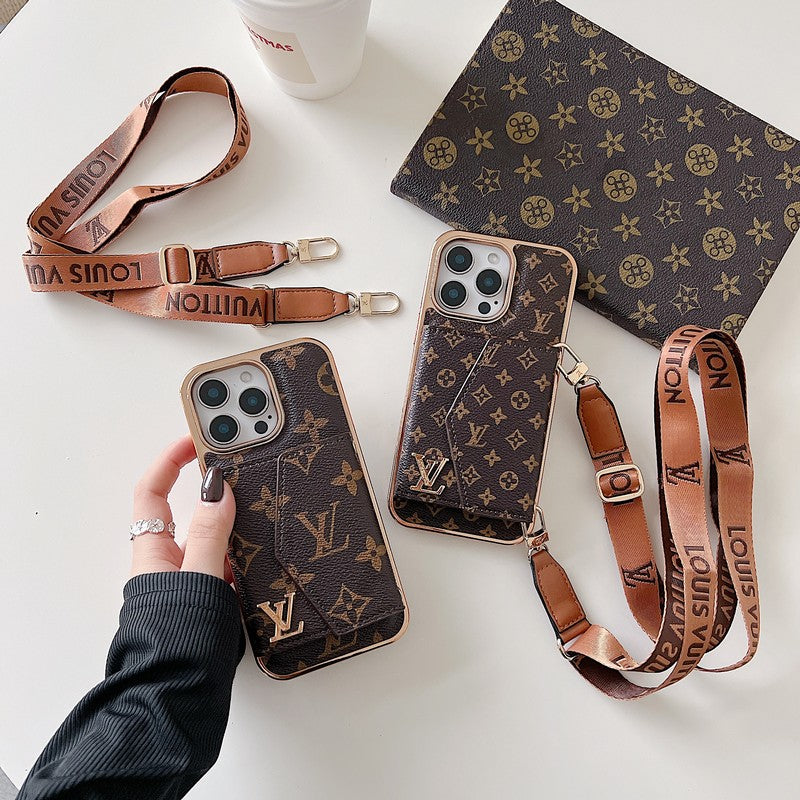 Lou Card Bag Crossbody Rose Gold iPhone Case