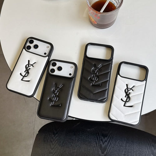 Saint Black & White Leather iPhone Case
