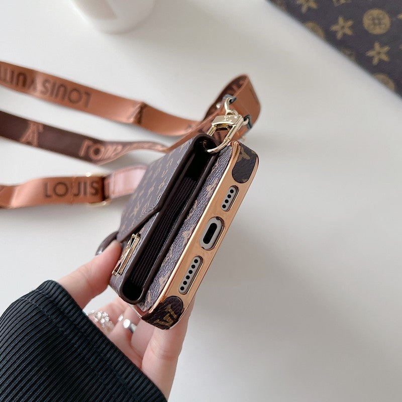 Lou Card Bag Crossbody Rose Gold iPhone Case
