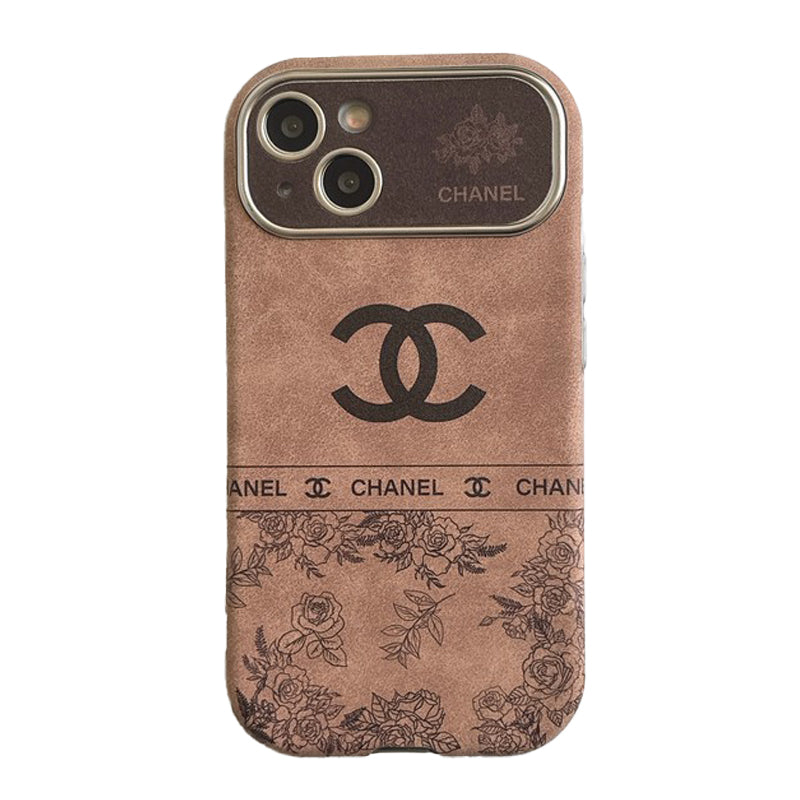 CC White & Brown Color Leather iPhone Case
