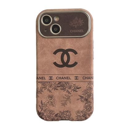 CC White & Brown Color Leather iPhone Case