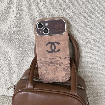 CC White & Brown Color Leather iPhone Case