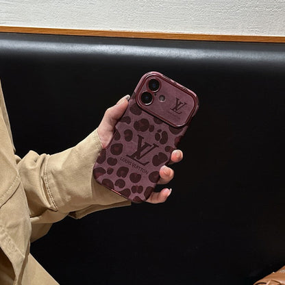 Lou Brown & Purple Color Leather iPhone Case