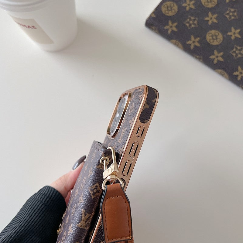 Lou Card Bag Crossbody Rose Gold iPhone Case