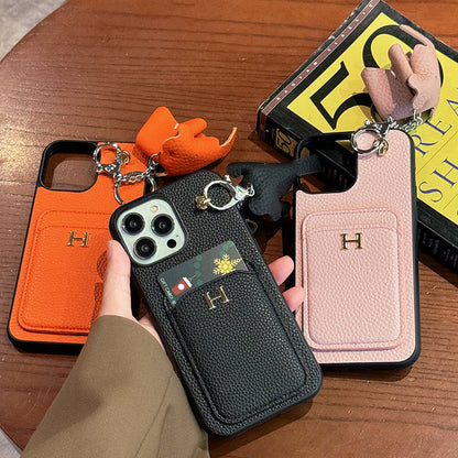 H Card Holder Leather Pendant iPhone Case