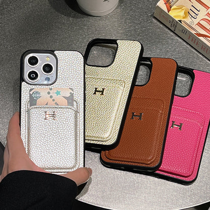 H Card Holder Leather iPhone Case