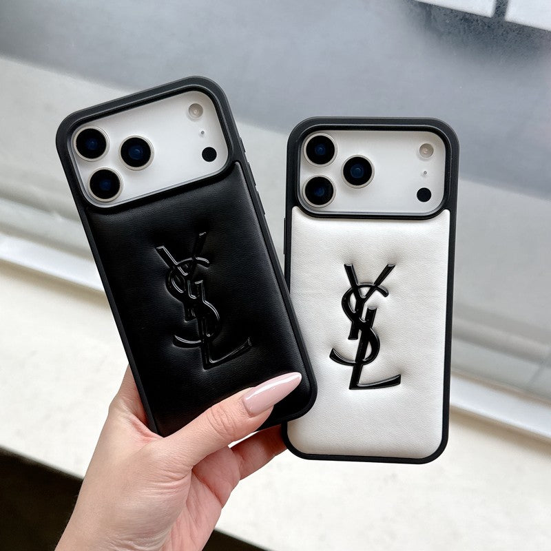 Saint Black & White Leather iPhone Case