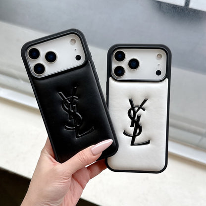 Saint Black & White Leather iPhone Case
