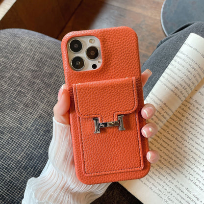 H Card Holder Leather iPhone 17 Case