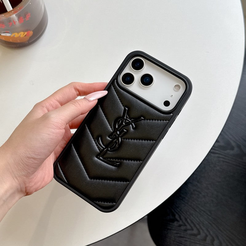Saint Black & White Leather iPhone Case