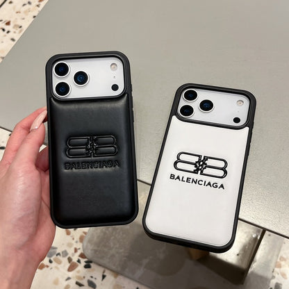 BB Black & White Leather iPhone Case