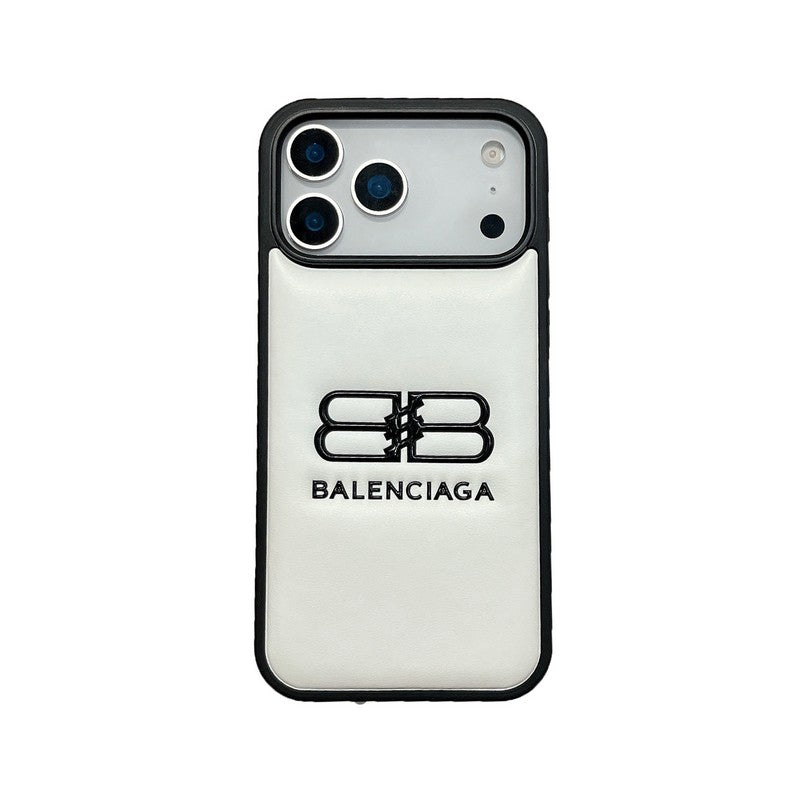 BB Black & White Leather iPhone Case