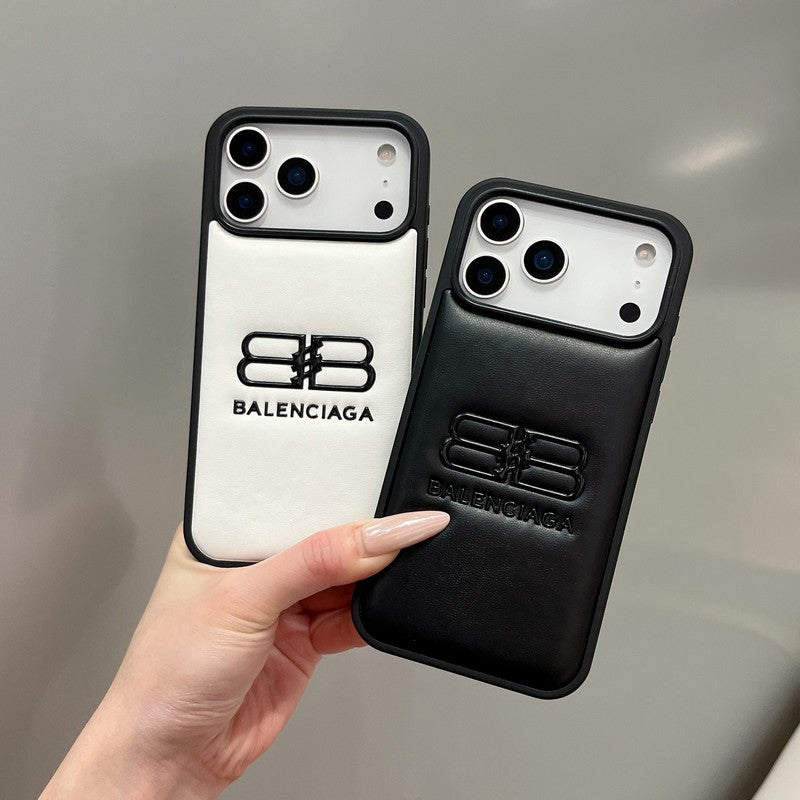 BB Black & White Leather iPhone Case