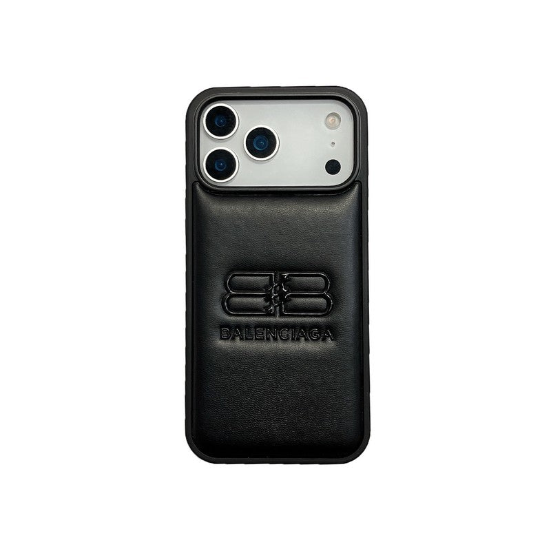 BB Black & White Leather iPhone Case