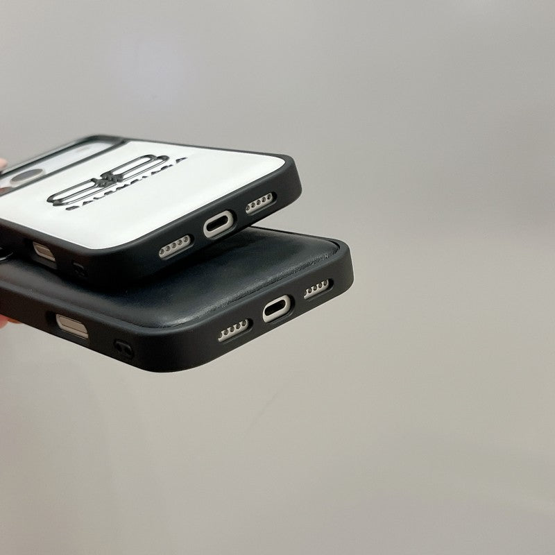 BB Black & White Leather iPhone Case