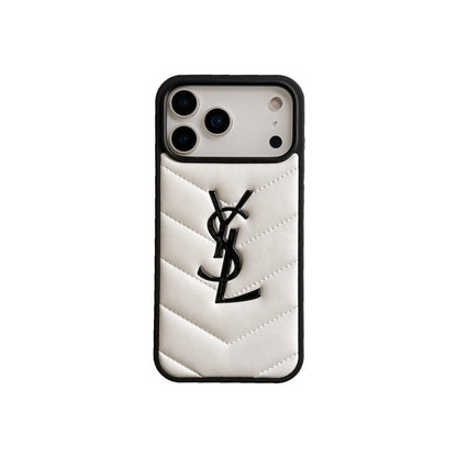 Saint Black & White Leather iPhone Case