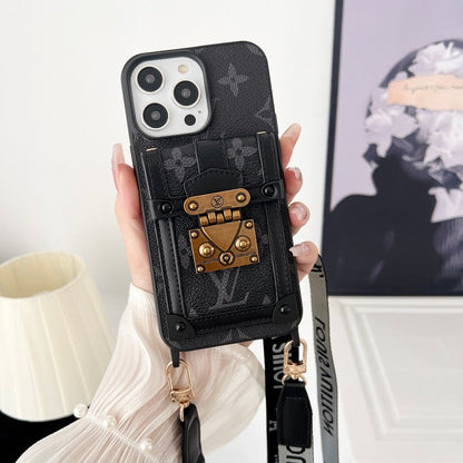 Lou Black & White Crossbody Chain iPhone Case