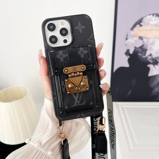 Lou Black & White Crossbody Chain iPhone Case