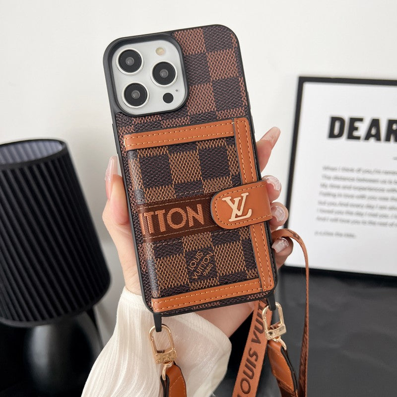 Lou Card Bag Chain Classic Brown iPhone Case