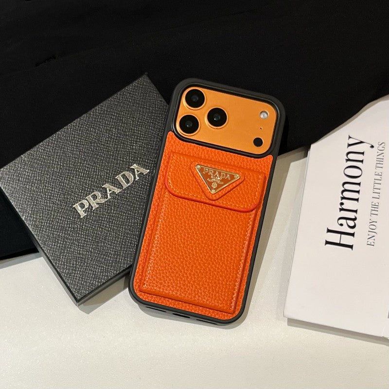 Pra Color Leather Card Bag iPhone Case