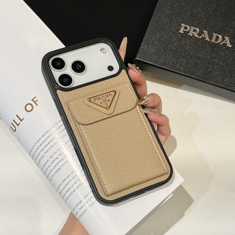 Pra Color Leather Card Bag iPhone Case