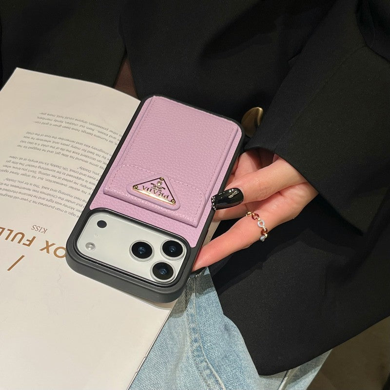 Pra Color Leather Card Bag iPhone Case