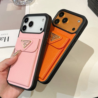 Pra Color Leather Card Bag iPhone Case