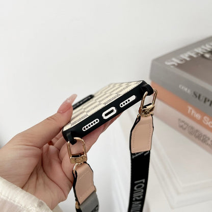 Lou Black & White Crossbody iPhone Case