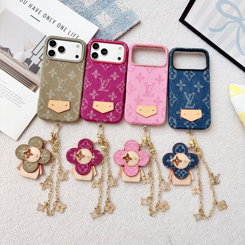 Louis Color Series Denim Gold Chain iPhone Case