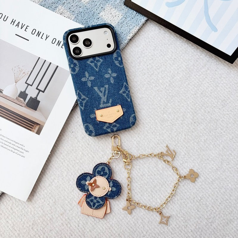 Louis Color Series Denim Gold Chain iPhone Case