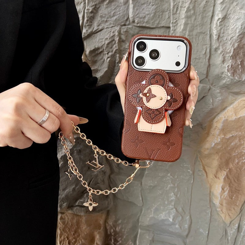 Louis Vivienne MagSafe Gold Chain iPhone Case