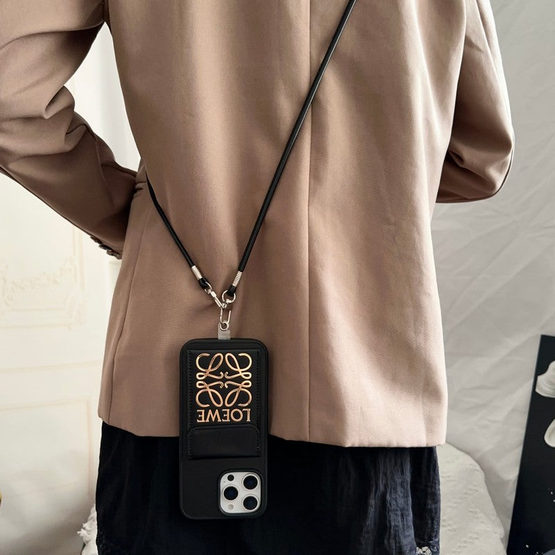 Loe Black & Brown Card Bag Crossbody iPhone Case