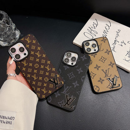 Lou Black Logo Leather iPhone Case