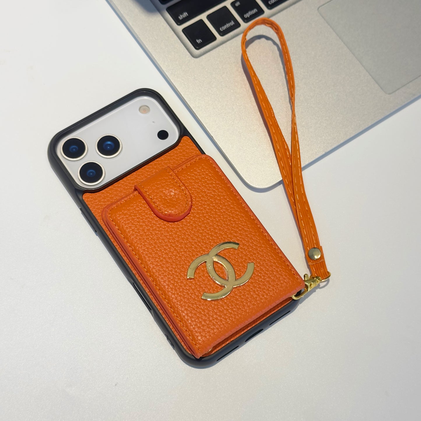 CC Card Bag Leather Hand Chain iPhone Case
