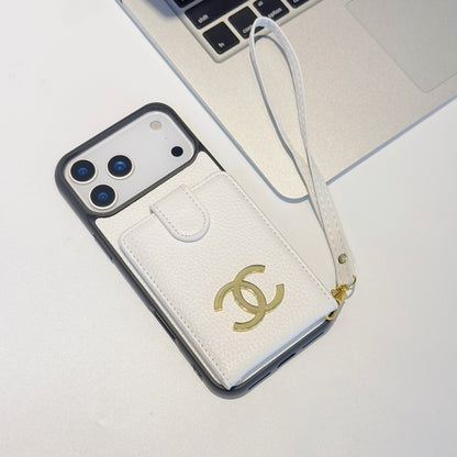 CC Card Bag Leather Hand Chain iPhone Case
